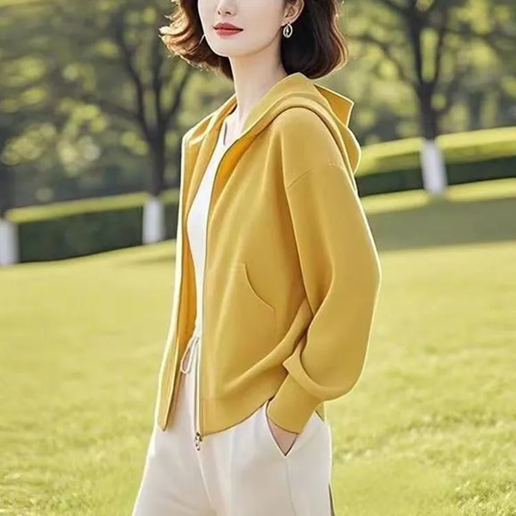 2025早秋新款超火小个子设计感百搭高级感春秋小众绿色卫衣外套女