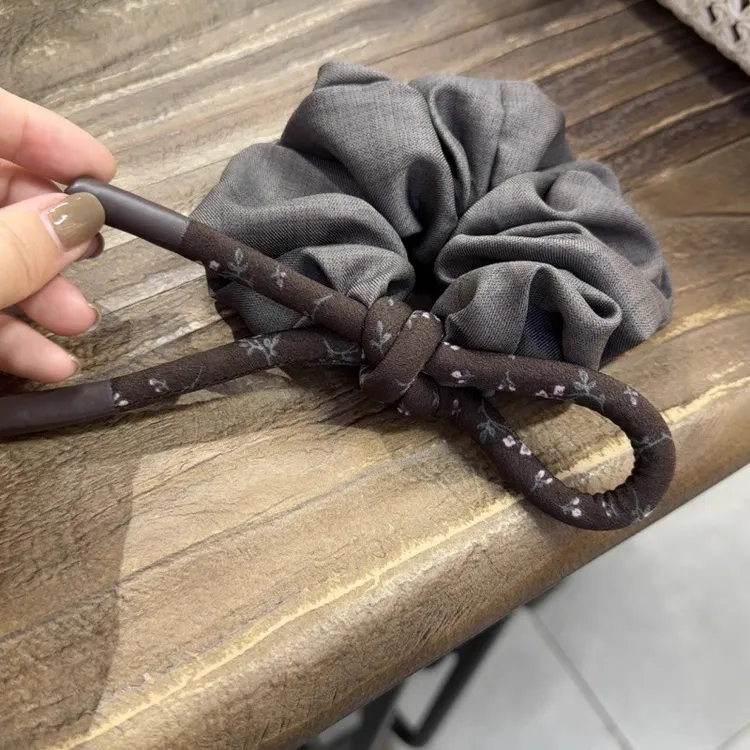 黑色咖复古发皮筋头绳蝴蝶结大肠发圈洋气显手工量碎花韩版女丸子
