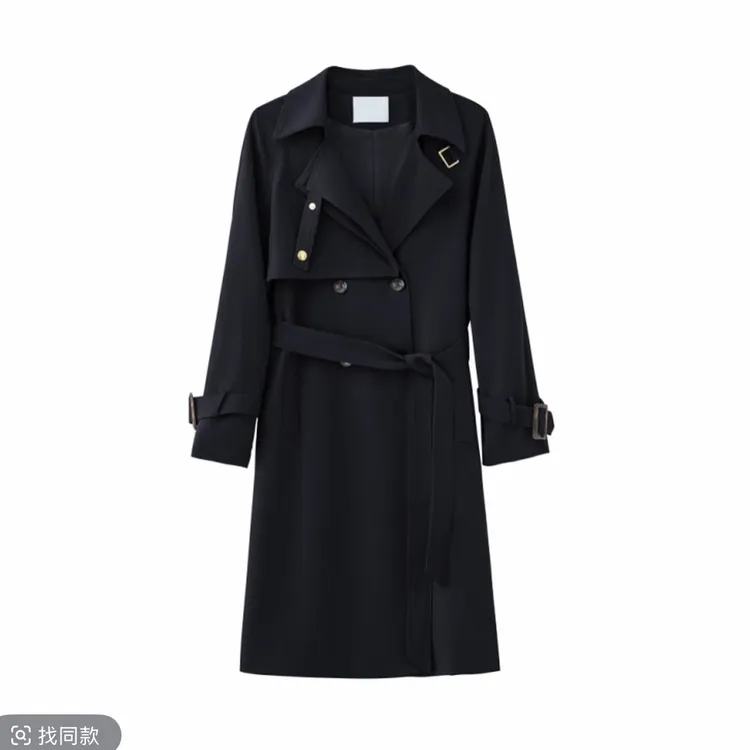 春季新款气质中长款双排扣翻领英伦风风衣外套女装