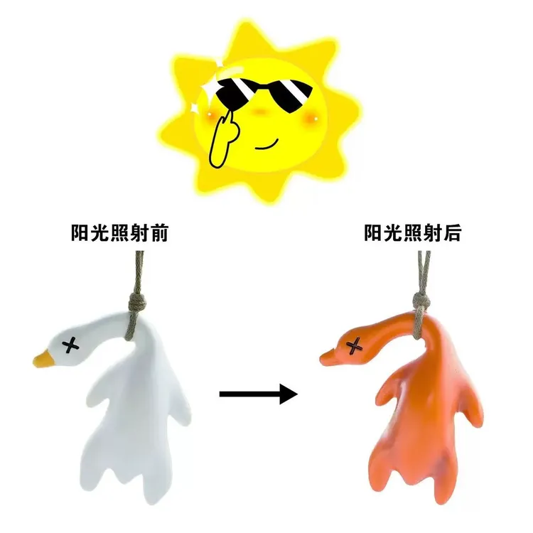 抖音创意车载温变烤鸭挂件可爱后视镜鸭子装饰挂饰新奇特钥匙扣