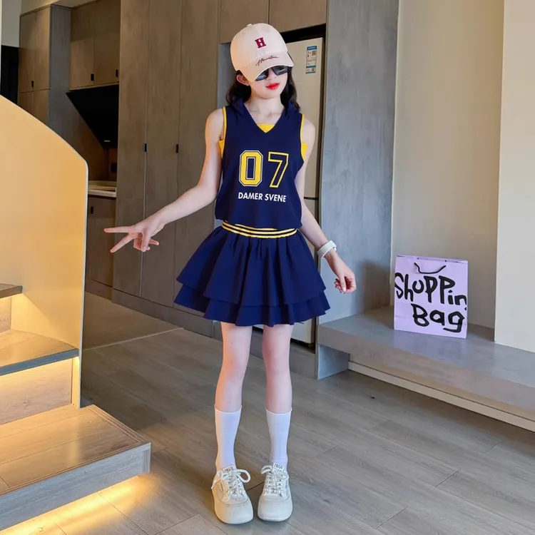 女大童套装独特漂亮夏装女童高级感儿童2025新款夏季半身裙两件套