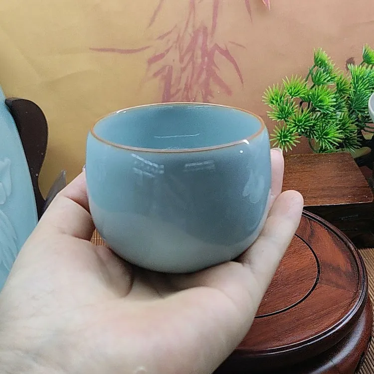 龙蛋罗汉杯，满容120，手拉胚高品杯，大师名作开片特美