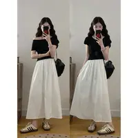 大码女装法式夏日赫本风简约大气多种穿法撞色显瘦连衣裙女