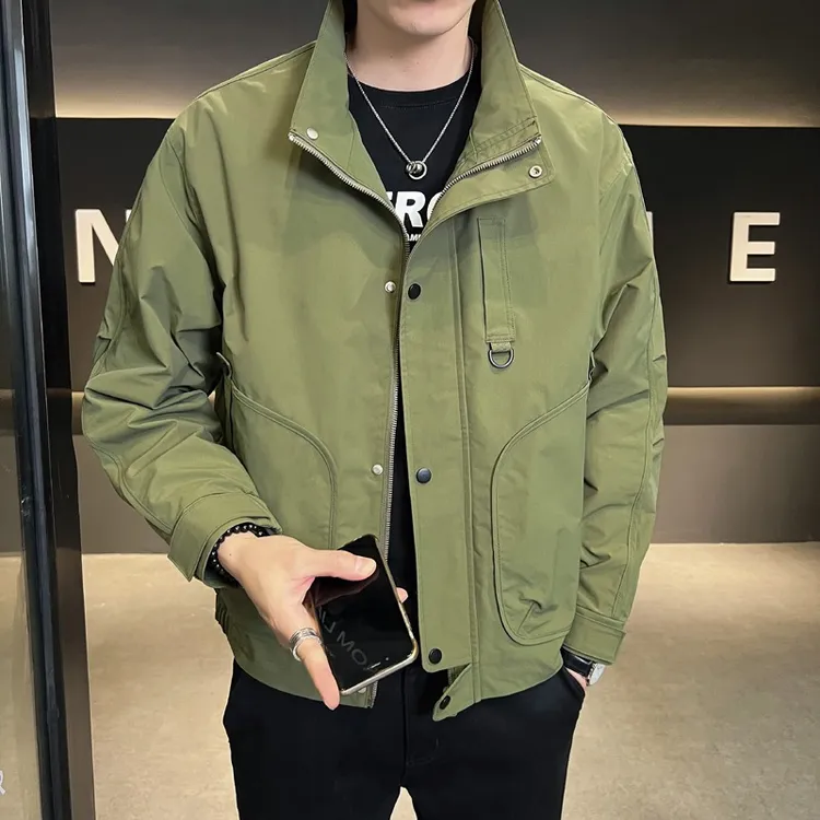 高级感潮牌春秋外套男2025新款立领百搭夹克工装休闲痞帅上衣服
