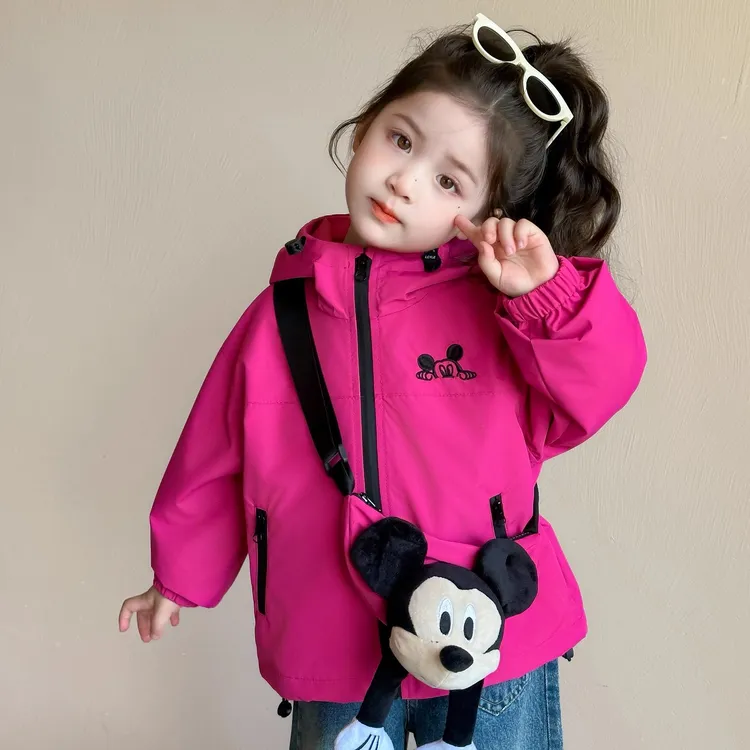 开学儿童秋装外套冲锋衣2025秋冬新款洋气女童宝宝时髦上衣连帽