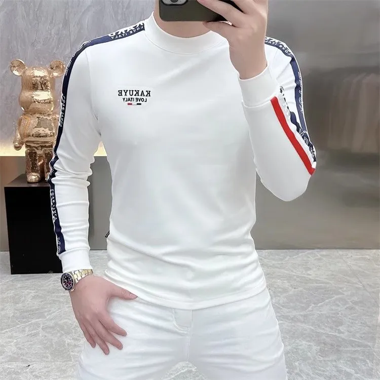 2025欧版秋季新款高品质男士刺绣时尚潮流百搭打底衫长袖卫衣375