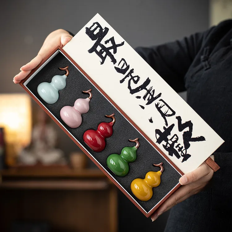 福禄陶瓷七彩小葫芦茶宠摆件招财家居客厅茶室茶桌面装饰乔迁礼品