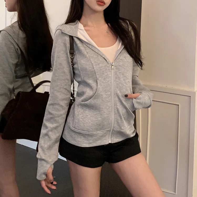 2025秋季爆款开衫连帽卫衣女长袖开衫百搭外套小个子修身显瘦上衣