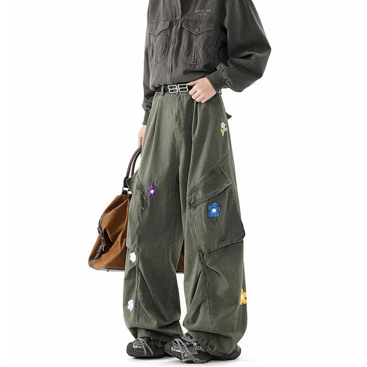 B3010#S-2XL(原版水洗全刺绣工艺牛仔裤)绿色藏青色2025年潮流潮