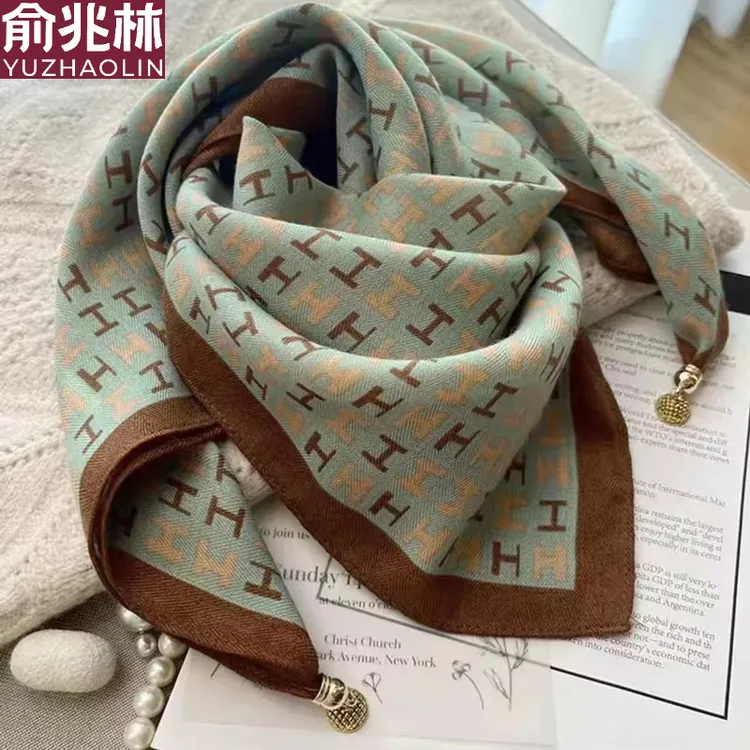 2025新款保暖方巾磁吸扣三角丝巾棉围巾女春秋冬洋气围脖气质百搭