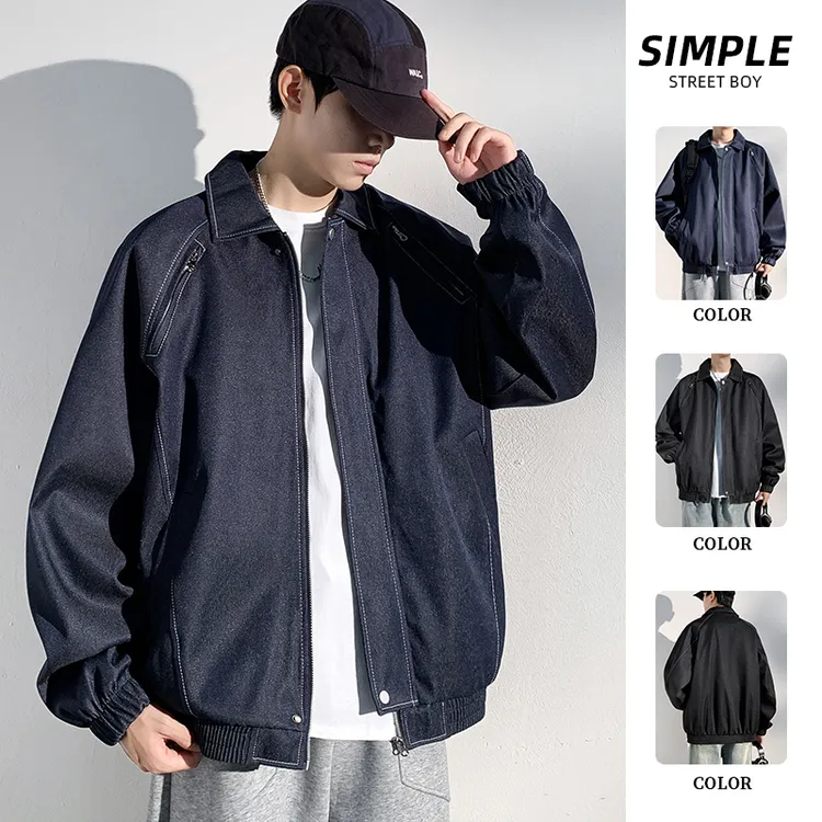 情侣秋季高质感皮衣外套宽松翻领美式复古时尚舒适潮流感夹克外套