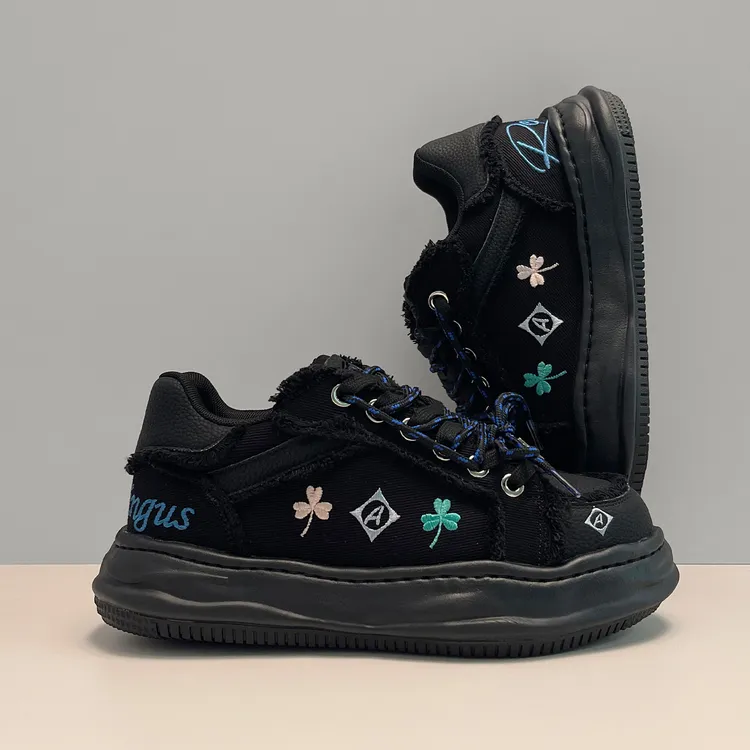 隐形7CM厚底增高小黑鞋休闲百搭板鞋男女款溶解鞋潮流时尚面包鞋