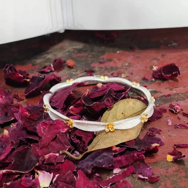 足银手镯 足银999 【金桂】古法描金拉丝 轻奢/国风/甜美/经典