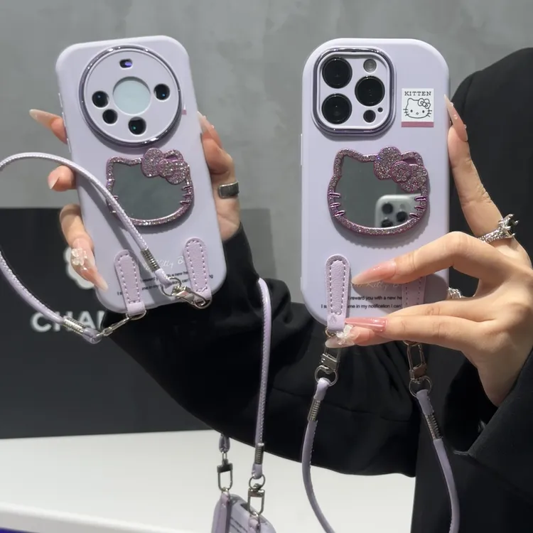 奥菲顿香芋紫kt镜子挂绳适用苹果17胖子16手机壳华为vivo小米oppo