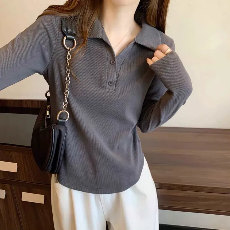 哺乳上衣外出辣妈款长袖V领T恤产后喂奶期衣服春秋装穿搭潮妈显瘦