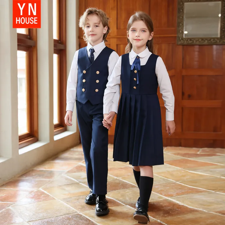 衣诺坊儿童马甲连衣裙班服合唱朗诵主持钢琴表演学生毕业照幼儿园