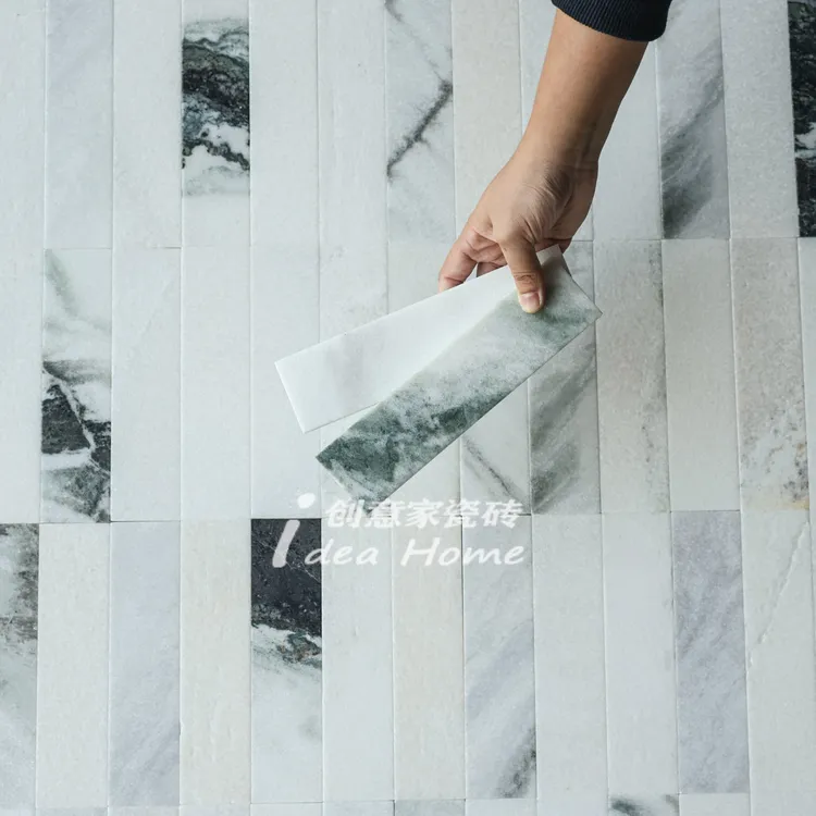 天然大理石熊猫白石条别墅酒店厨房卫生间浴室淋浴房餐厅背景墙砖