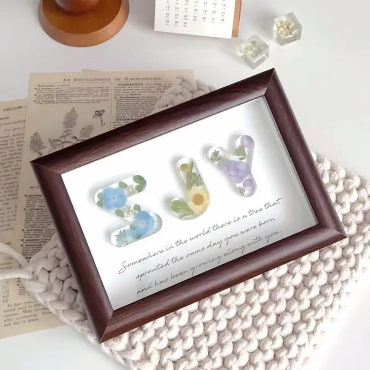 diy手工滴胶干花字母相框摆件七夕情人节生日礼物办公室床装饰