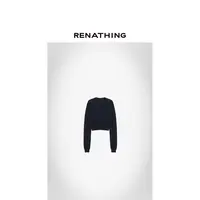 【RENATHING】镂空三角饰V领羊毛针织衫