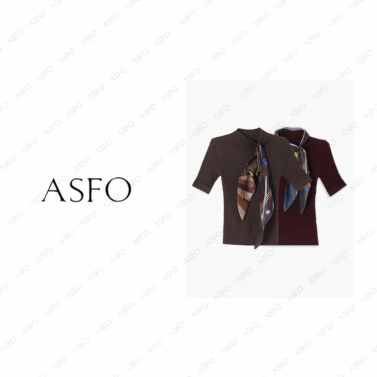 【AS小领巾】25新温柔知性小皮标修身显瘦中袖针织衫AS25QZZ03517