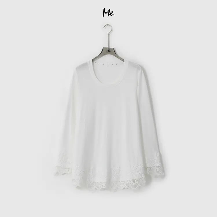 ME【奶油花大版T】天丝混纺超柔刺绣蕾丝拼接时尚百搭上衣MESA0434