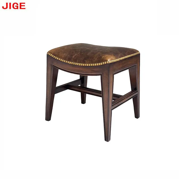 JIGE美式奢华实木马鞍凳脚凳家用