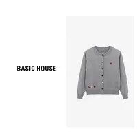 Basic House/百家好秋季新款简约时尚彩扣刺绣毛衣-B0625B5LPC2