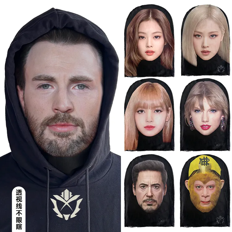 3D明星搞怪面具美国队长史蒂夫孙悟空恶搞网纱头套演出派对面罩