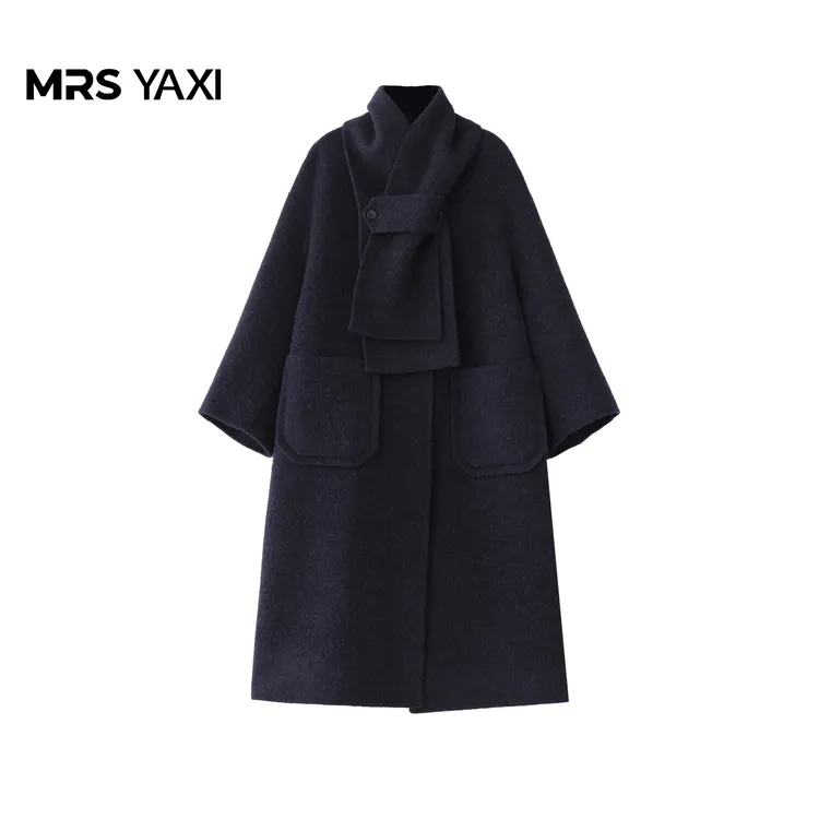 Mrsyaxi可拆卸围巾羊毛苏力大衣外套YX5082111