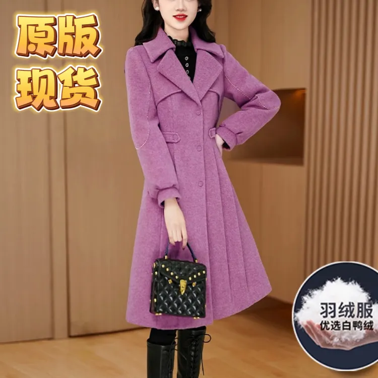 【羽绒服】大衣女冬新款今年流行2025收腰中长款保暖加绒显瘦时尚女