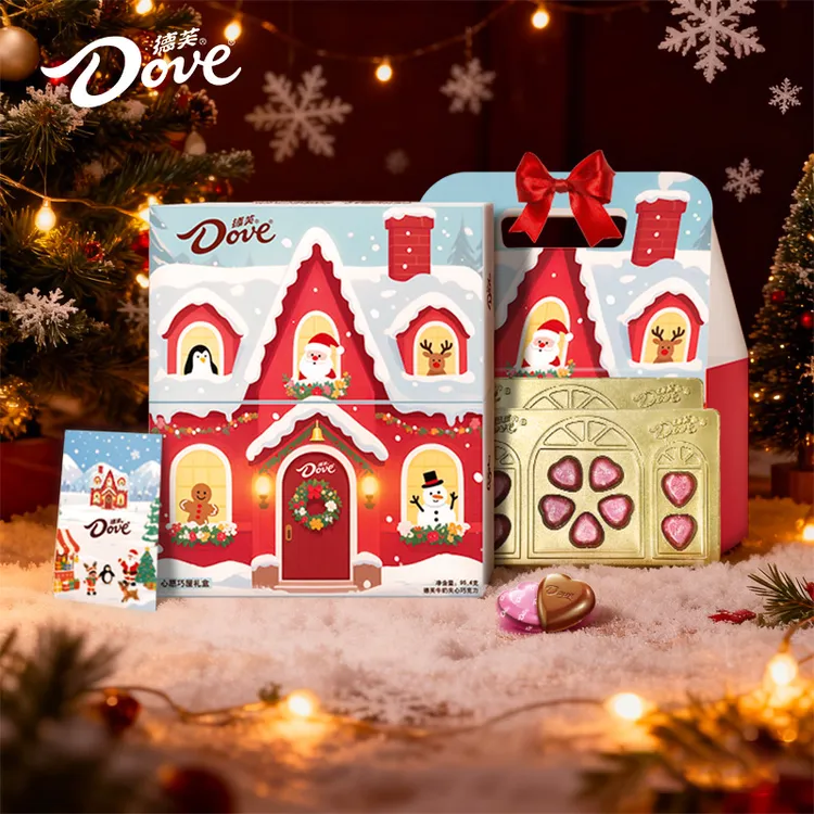赠送氛围灯【圣诞限定】德芙圣诞礼盒18粒巧克力可可脂情侣送人礼物
