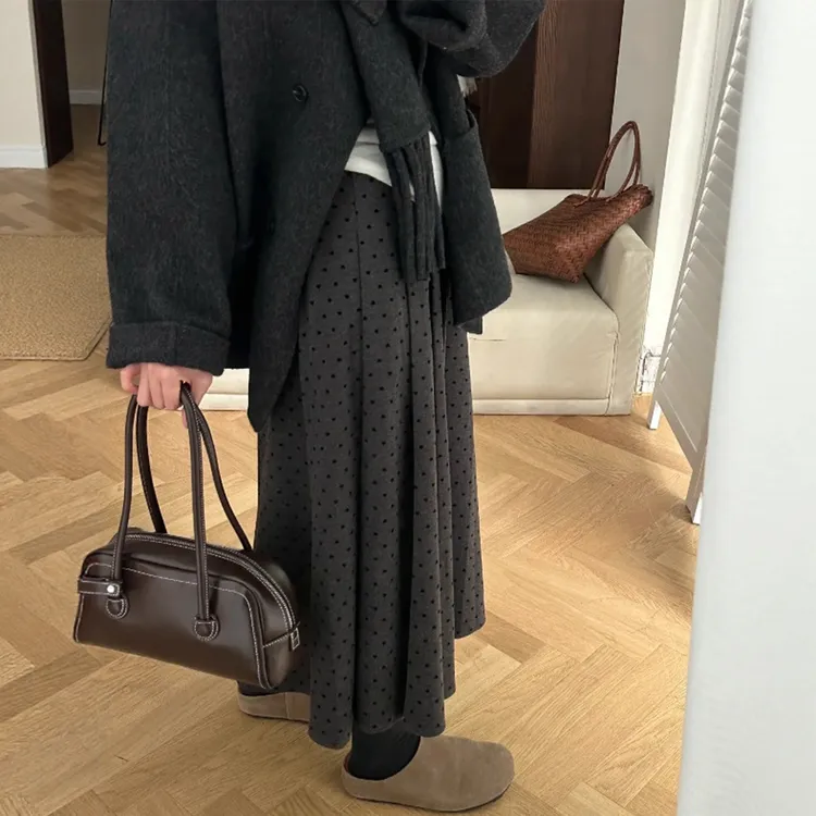 深灰色毛呢半身裙中长款大码女装秋冬胖mm梨形身材遮胯a字百褶裙