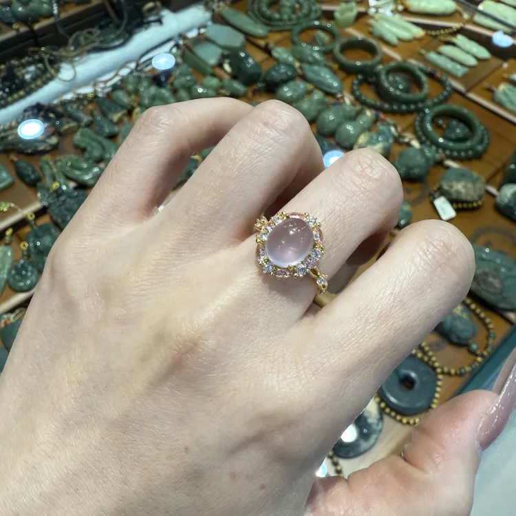 金托繁华萤石戒指银托电镀金工艺不保色介意慎拍爆款戒指萤石戒指