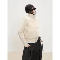 withmin凉皮 艺术美感 辣妹收腰显瘦毛绒拼接短款毛衣外套2524263