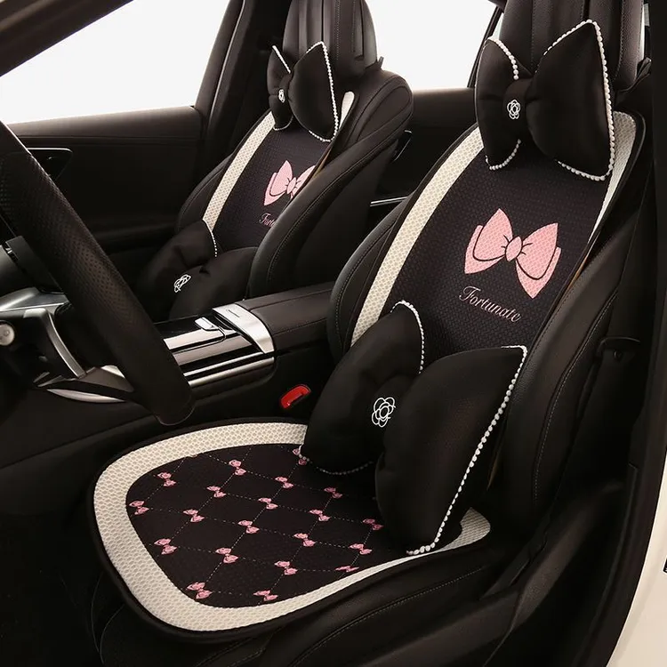 蝴蝶结汽车坐垫座椅垫套可爱透气座椅套夏季四季简约防滑凉垫薄款