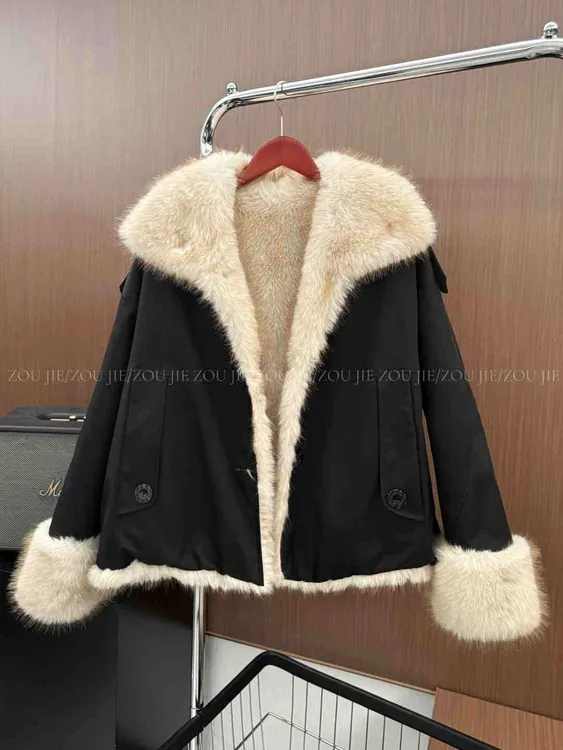 【阿婕专属】短外套秋冬女INS风保暖长袖时尚短款休闲冬季大毛领