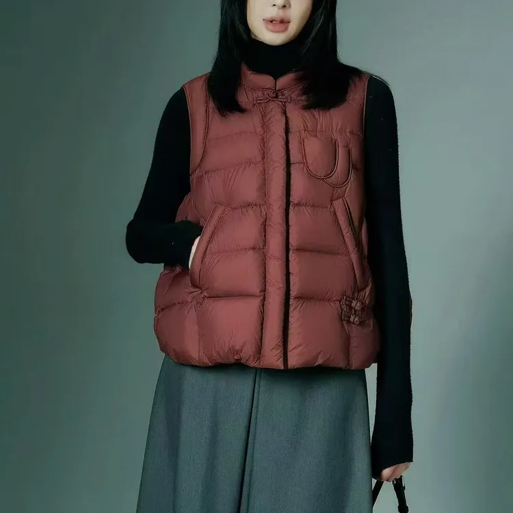 女士女款百搭立领新款时尚休闲短款白鸭绒轻薄显瘦羽绒外穿马甲