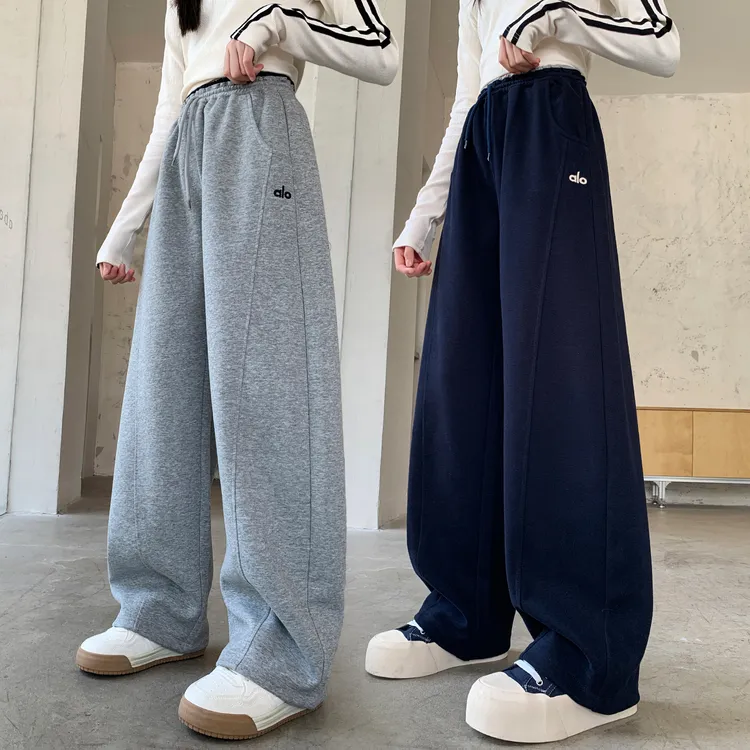 女童运动裤子春秋阔腿儿童加绒大童卫裤初中生新款直筒装季黑色冬