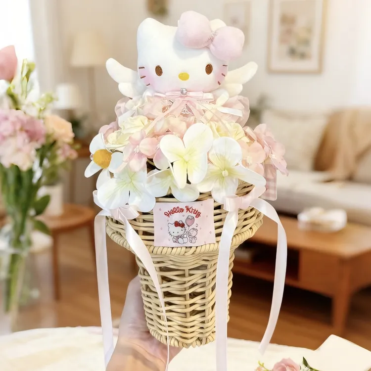 正版hellokitty春日花篮kt三丽鸥包包玩偶挂件送人生日礼物女