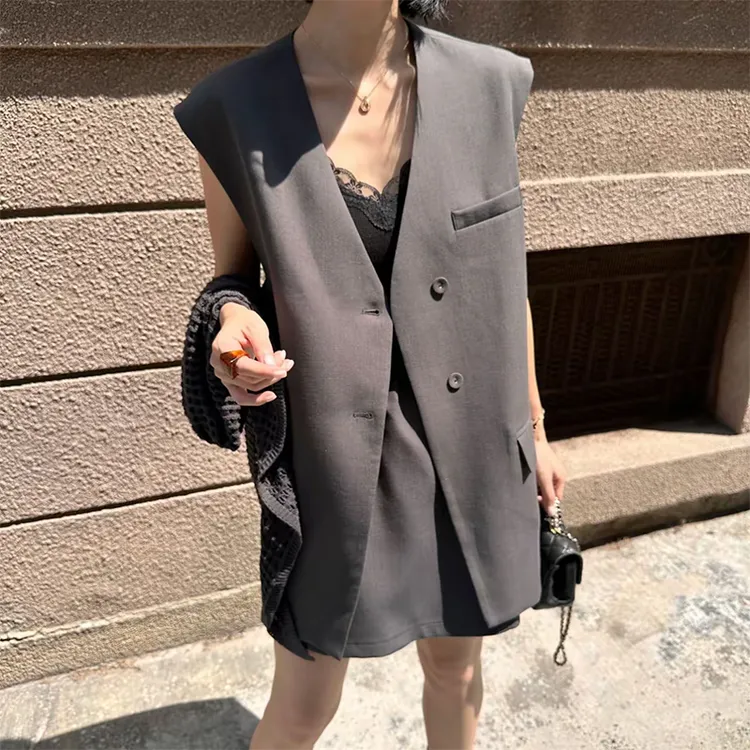 欧货休闲西装马甲套装女春秋款收腰无袖上衣半身裙披肩三件套潮