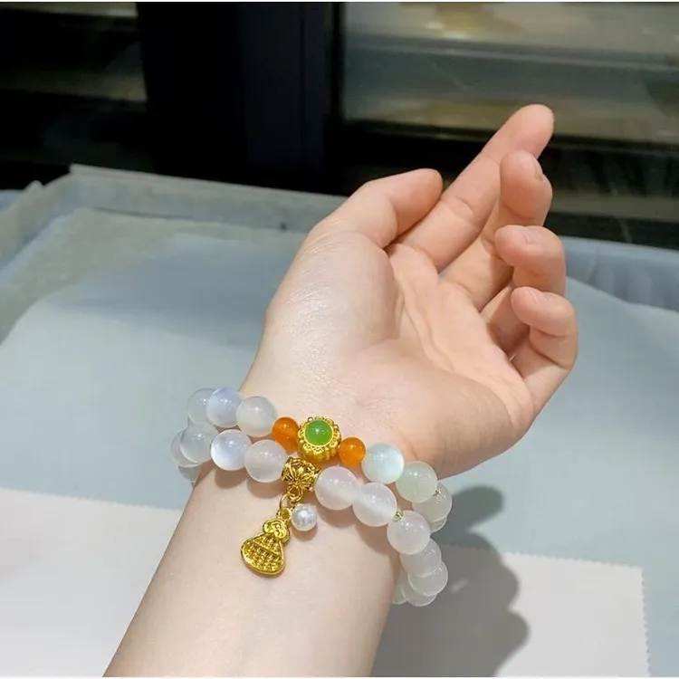 变色海云母双圈搭配葫芦太阳光紫外线变色手串