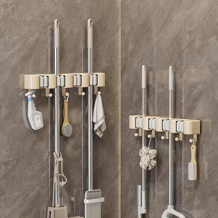 【百纳奇】免打孔拖把架壁挂式多功能收纳神器卫生间浴室强力固定商品图