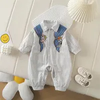 【双层】春秋季新款杂技表演者竖纹哈衣男女宝婴幼儿长袖童装连体衣