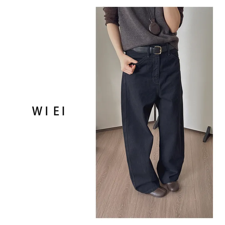 《WI EI》黑标牛仔*进口日本面料  立体剪裁 显瘦弯刀牛仔裤 6M018