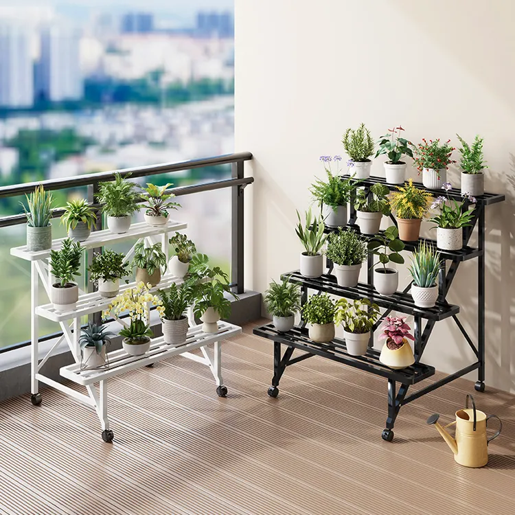 阶梯花架置物架阳台移动花架子客厅落地式铁艺多层绿萝多肉花盆架