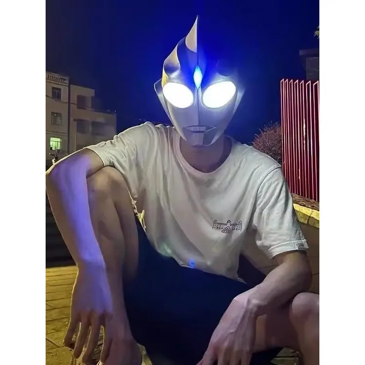 迪迦头套cos道具触摸头盔可穿戴成人仿真发光超人儿童面具装扮