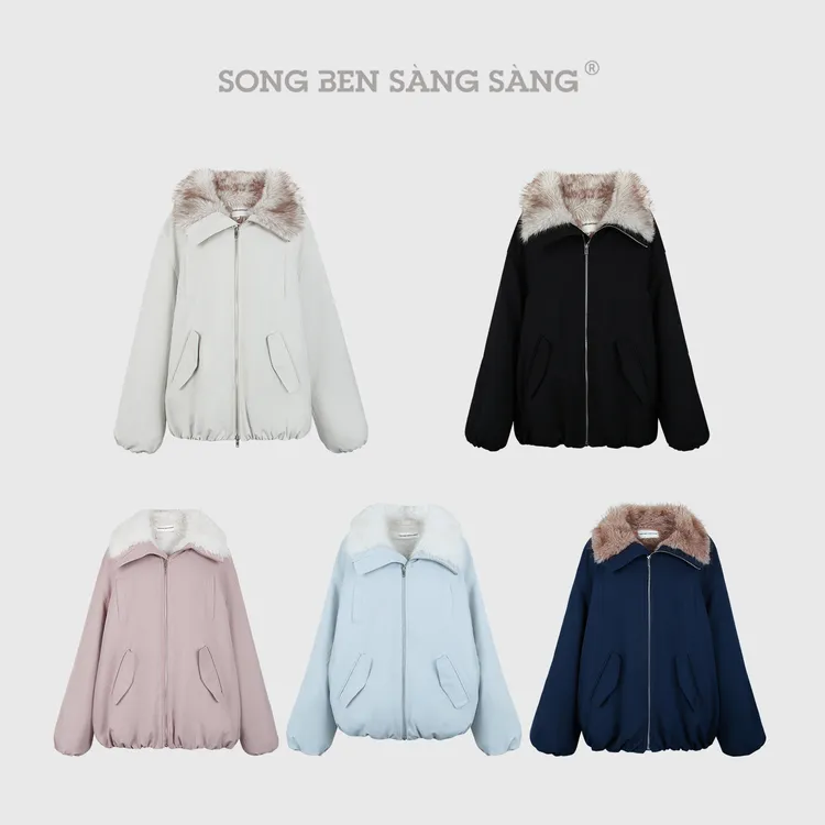 松本丧丧秋冬慵懒感保暖毛绒外套环保毛宽松休闲外套B254O0115