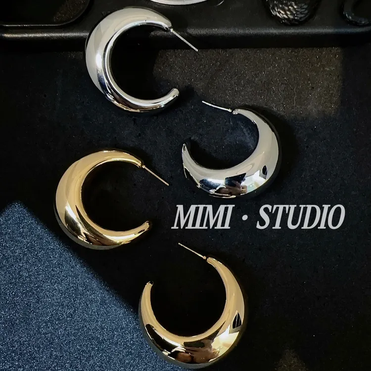 铜合金耳饰 欧美辣妹夸张肥肠C形大气耳钉
