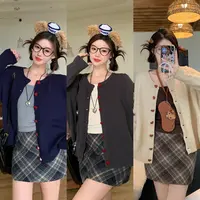 2025大码女装新款秋季上新纯色针织衫爱心扣2960