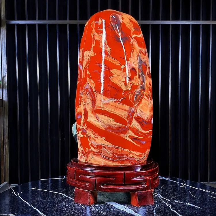 （高38宽19）南非鸡血红碧石原石摆件客厅玄关架办公室